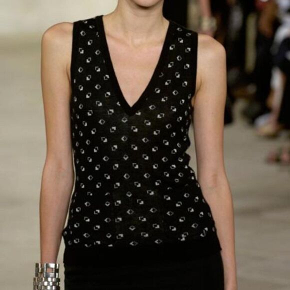 Ralph Lauren Spring *07 Black & Cream Cashmere Blend 3D Cube V-Neck Sweater Vest - Picture 7 of 17